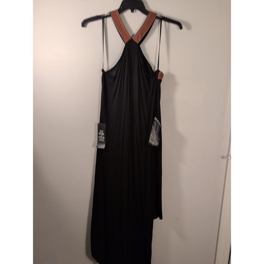 NEW BCBG MAXAZRIA KATRYN FUAX LEATHER INSERT ASYMETRIC DRESS SZ L - Picture 9 of 10